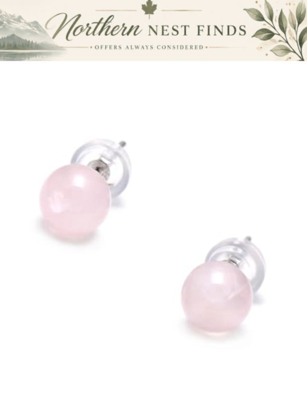 Sterling Silver Rose Quartz Ball Stud Earrings for Women